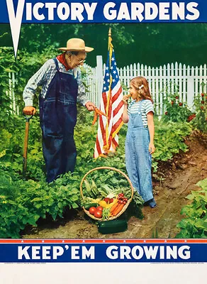 Victory Gardens - Keep 'Em Growing - 1940's - World War II - Propaganda Poster • $9.99