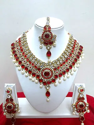 $65.99 • Buy Indian Bollywood Style Diamante Kundan Necklace Earrings Fashion Jewellery Set