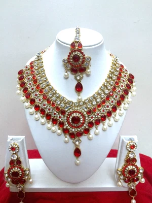 $65.99 • Buy Indian Bollywood Style Diamante Kundan Necklace Earrings Fashion Jewellery Set