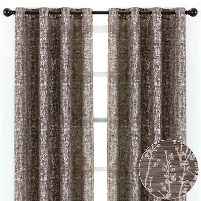 $34.99 • Buy Chanasya 2-Panel Floral Jacquard Textured Curtains For Room Bedroom Windows
