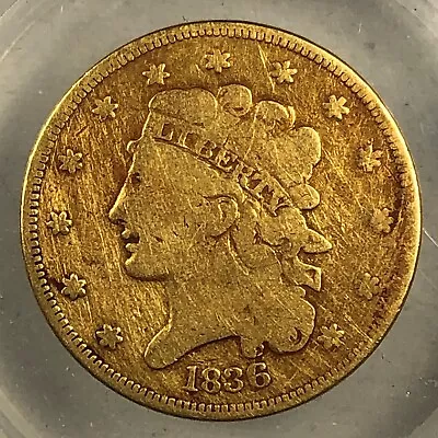 1836 USA $5 Gold Turban Head. Low Grade. • $699