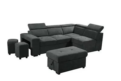 Henrik Dark Gray Sleeper Sectional Sofa - New • $1600