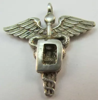 Rare Vintage Military Medical Sterling Pendant D Caduceus • $29