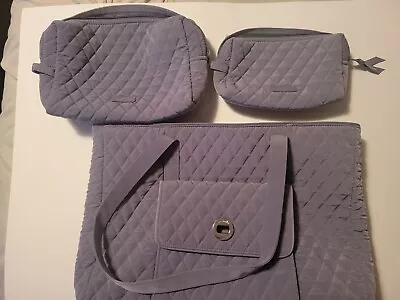Vera Bradley TOTE / LAPTOP ~ Solid Gray Quilted ~ Large 16 X 12 X 4  Exc. Cond.  • $18