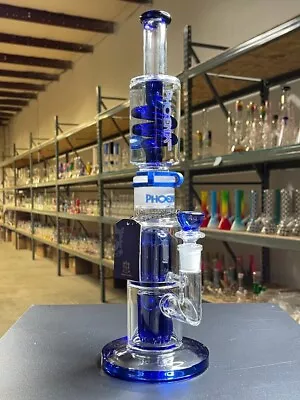 $94.99 • Buy Phoenix Star - 16  Inch Glass Water Pipe Bong - Freezable Glycerin Coil - BLUE