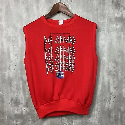 Vintage Def Leppard Shirt Sleeveless Sweatshirt Rock Star Date EUC Size M • $49.99