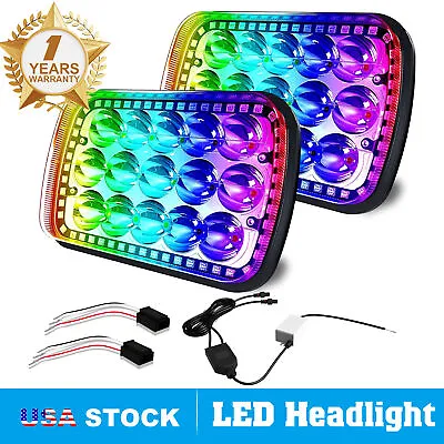 2PCS 5x7  7x6  LED Headlight Hi-Lo Beam With RGB Halo DRL For Truck 4Runner • $79.99