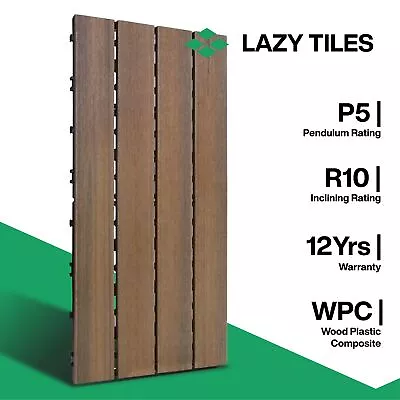 Interlocking Floor Tile - Indoor & Outdoor Tile  - WPC Wood Decking Tile - Oak • $74.98