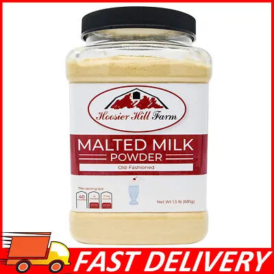 Hoosier Hill Farm Old-fashioned Malted Milk Powder 1.5 Lbs. Plastic Jar • $25.64