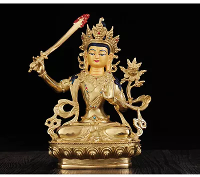 Genuine Handmade Bronze Gilt Statue Buddha Bodhisattva Manjushri Tara Meditation • $49