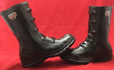 Servus Made In USA Overshoe 5 Buckle Black Rubber Work Boots Size 9 Or 14 • $34.95