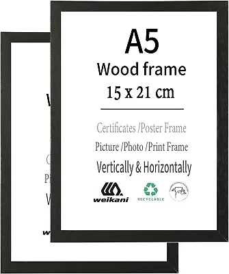 A5 Photo & Certificate Frame For Wall Or Table Mounting 2Pck RY-2021-BK Black N • £9.99
