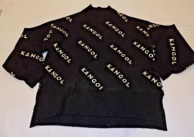 Kangol X H & M Collab Sweater Oversized Turtle Neck Logo Knit Cozy Black Medium • $24.98