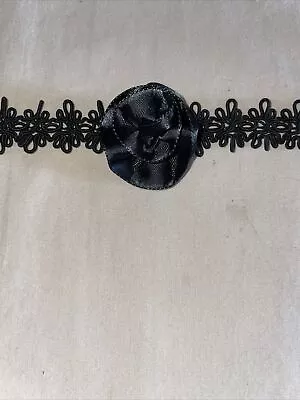 BLACK ROSE BURLESQUE CHOKER Gothic Steampunk Victorian Lace Necklace Crochet • $8