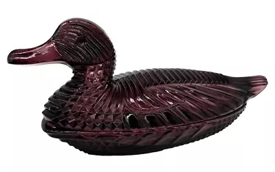 L.G. Wright Vintage Purple Slag Glass Duck On Nest Covered Dish • $56.90