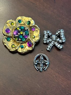 Lot 3 Brooches Pins Eisenberg Ice Jacky G Paris  Sterling Fleur De Lis Vintage • $19.99