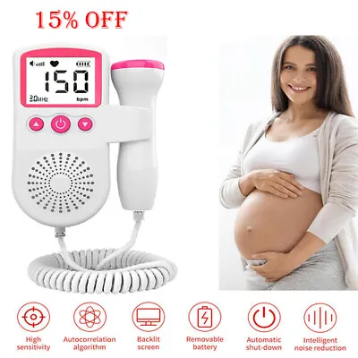 Fetal Doppler Detector Baby Heart Beat Rate Probe Prenatal Monitor Ultrasonic • £9.99