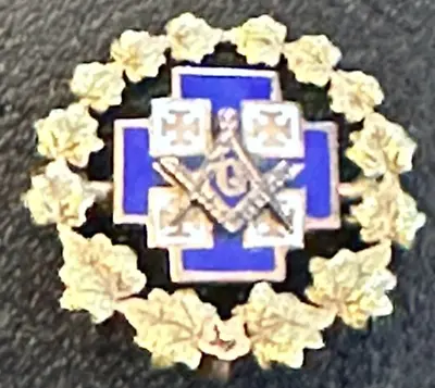 14K Yellow Gold Enameled Masonic Pendant/ Brooch 2.3 Grams 18mm • $95