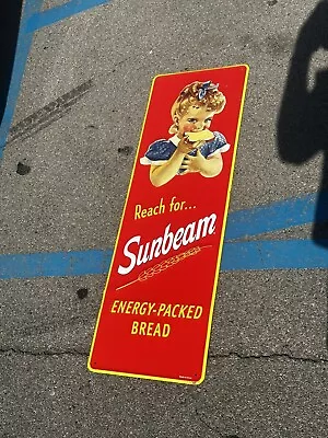 Sunbeam Vintage Bread Metal Sign Rare Unsure Of Date Classic Roughly 42” X 13 • $349.99