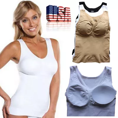 Women Removable Bra Shapewear Slimming Body Tummy Waist Cami Shaper Camisole Top • $15.79