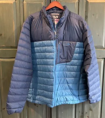 Men's Mountain Hardwear Puffer Jacket Color Block Blue 650 Down Full-Zip XXL • $145