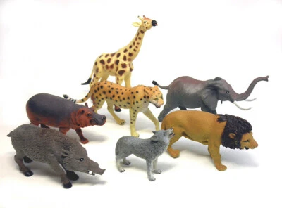 $12.99 • Buy Vintage Lot Of Safari Jungle Wild Animals Hard Plastic Toy Figures