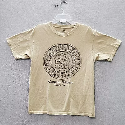 Expressate Men T-Shirt Medium Beige Cancun Mexico Riviera Maya Calendar Graphic • $6.96