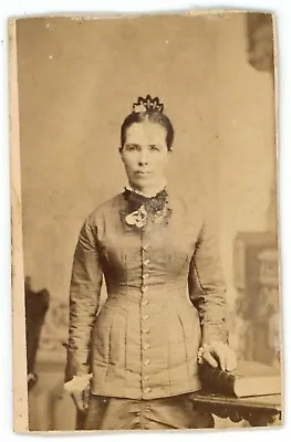 Antique CDV Circa 1870s Swem Lovely Confident Woman In Dress With Book Macon MO • $9.99