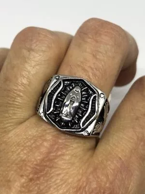 Vintage Silver Stainless Steel Mother Mary Saint Size 12.25 Men's Ring • $36