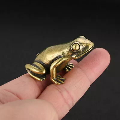Solid Brass Frog Statue Animal Ornaments Toys Tabletop Decorations Collectibles~ • $11.89