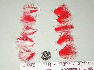 HAND TIED MARABOU JIGS TROUT STEELHEAD CRAPPIE 1/64 Oz. RED & WHITE • $7.79