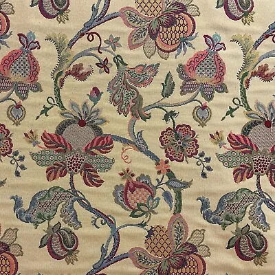 Jacobean Garden Tapestry Fabric Gold Weave Vintage Jacquard Upholstery Cushion • £1.99