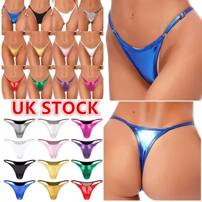 US Women's Metallic Shiny G-Strings Micro Thongs Tiny Panties Underwear Swimwear • £3.99