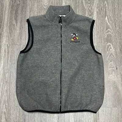 Vintage Disneyland Vest Adult Extra Large Gray Embroidered Mickey Mouse Full Zip • $30