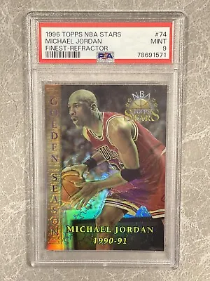 1996 Topps Finest NBA Stars Refractor #74 Michael Jordan Mint PSA 9 • $544.08