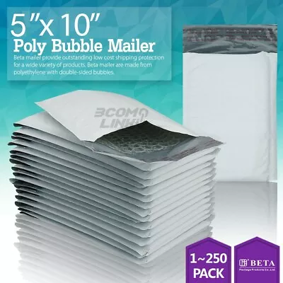 #00 5x10 ( 5x9 ) Poly Bubble Mailer Padded Envelope Shipping Bag 2550100 Pcs • $21.95