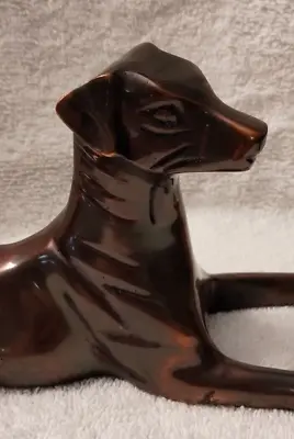 Vintage Greyhound Dog Figurine Statue 10” Bronze Brass Metal Laying Down India • $19.99