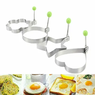 4pcs Stainless Steel Cooking Shaper Mould Frying Mold Fried Egg Pancake Utensils • £3.99