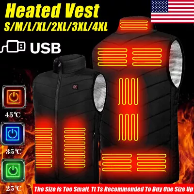 Electric Heated Vest Winter USB Heating Thermal Coat Heated Jacket Men/Women • $22.22