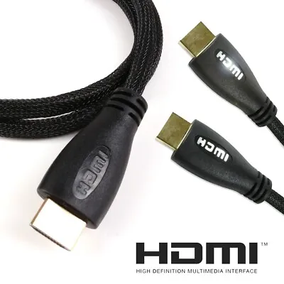 WHITE LED HDMI LEAD 4K UHD Braided Cable Light-Up TV Monitor DVD Gaming PS4 Xbox • £10.04