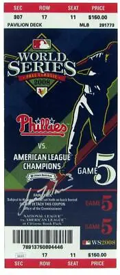 Lou Marson Phillies Signed/Auto 2008 World Series Mini-Mega Ticket JSA 154595 • $49