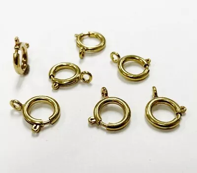 18 Vintage Brass Round 12mm. Ring With Steel Spring Clasps - Jewelry Making 2880 • $2.24