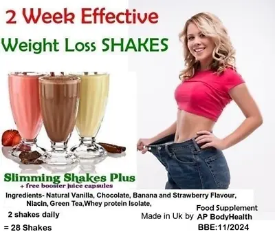 14 Days Fast Slimming Shakes Plus+FREE Juice Booster Caps&Weight Loss Diet Plan • £19.99