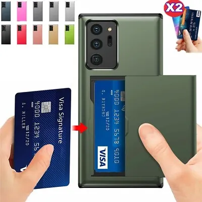 Credit Card Holder Wallet Slide Phone Case Cover For Samsung Galaxy S20 S21 S22 • £5.99