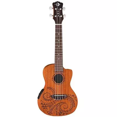 Luna Uke Tattoo Concert Mahogany Acoustic Electric Ukulele With Preamplifier • $149