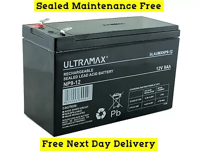 NP9-12 12v 9Ah Ultra Max Lead Acid Rechargeable Battery NP7-12 NP6-12 ES7-12 • £22.95