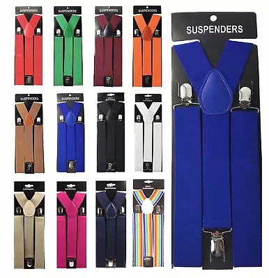 1X Mens Womens Clip-on 1.5  WIDE Suspenders Elastic Y-Shape Suspender • $9.99