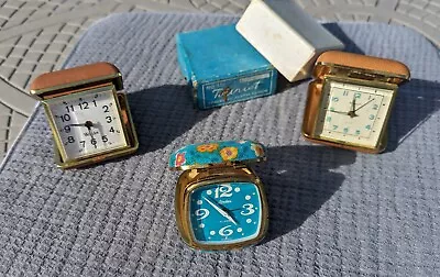 Vintage Traveling Alarm Clock Trio- Westclox Tourist Linden • $29