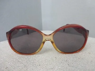 Vintage 70s Zeiss 8047 Oval Sunglasses Frames Germany Ombre Red Yellow • $35