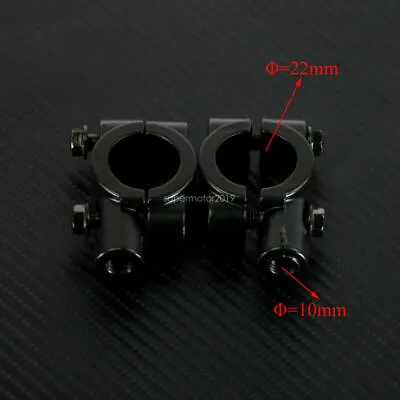 7-8  22MM Motorcycle Handlebar Mirror Adaptor Clamp On Mount Brackets 10mm Black • $6.21